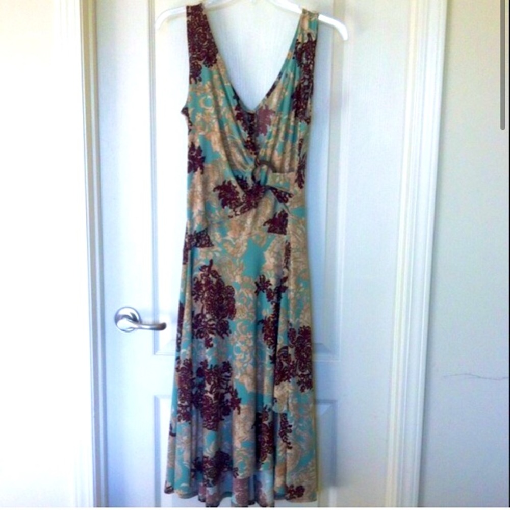 JONES NEW YORK v neck sleeveless wrap style dress velvet print size 4